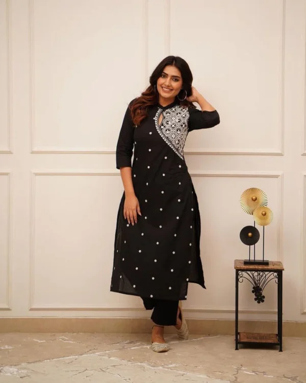 Black Rayon Kurti Set