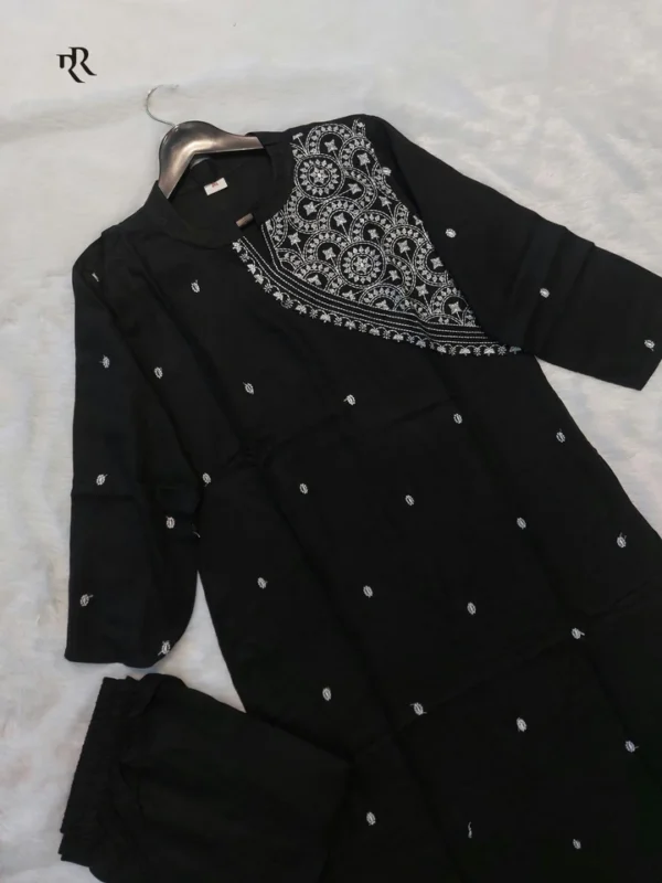 Black Rayon Kurti Set - Image 3