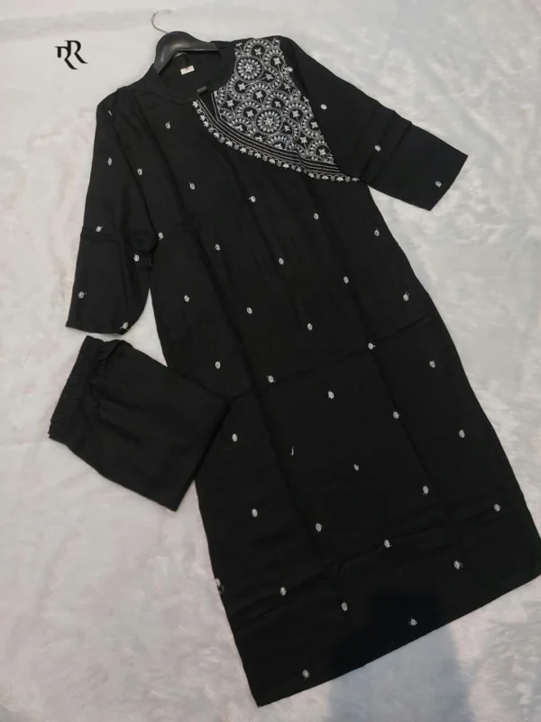 Black Rayon Kurti Set - Image 5