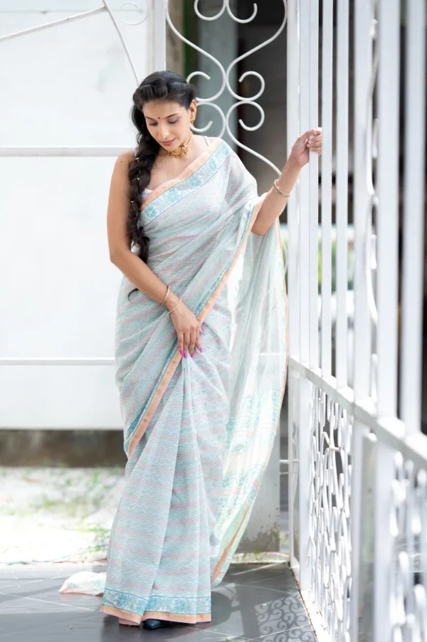 Pastel Blue Chanderi Saree